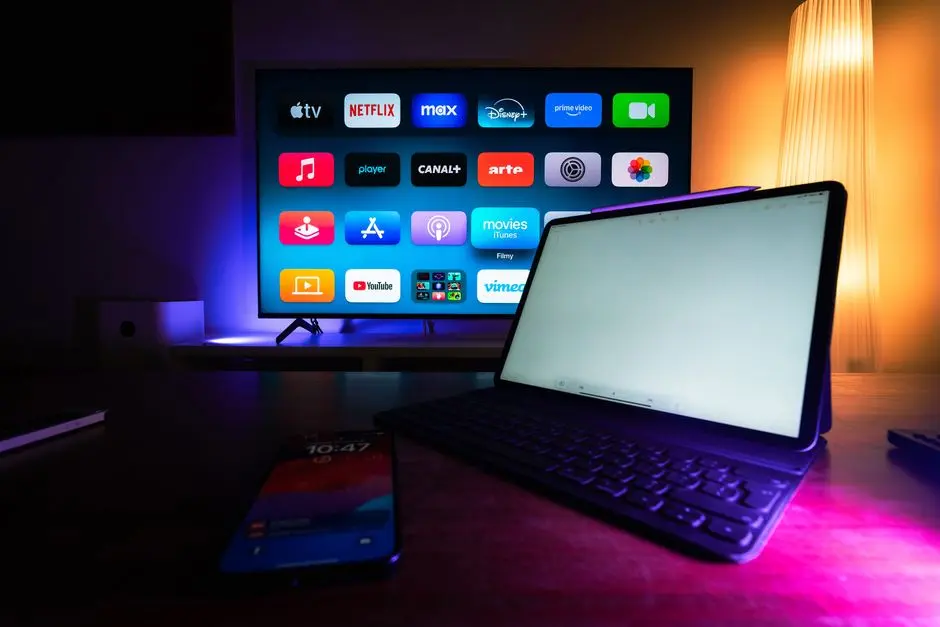 Ilustrasi pemain game offline di kamar dengan smartphone dan laptop